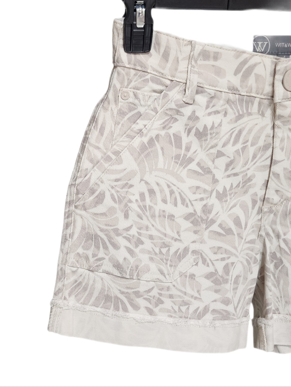 Wit & Wisdom Leaf Print Pacth Pockets 4.5" Twill Shorts High Rise Ab Solution 4 - Picture 7 of 9